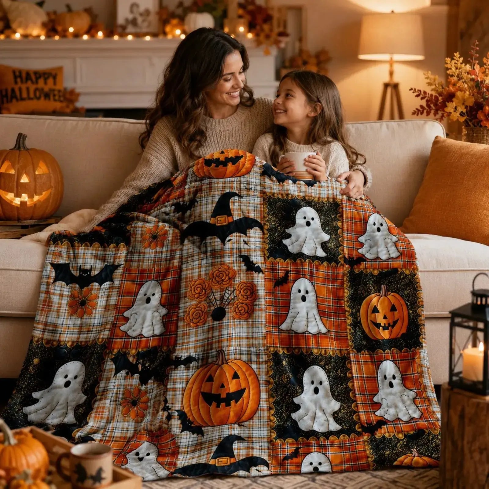 Vintage Spooky Patchwork Blanket