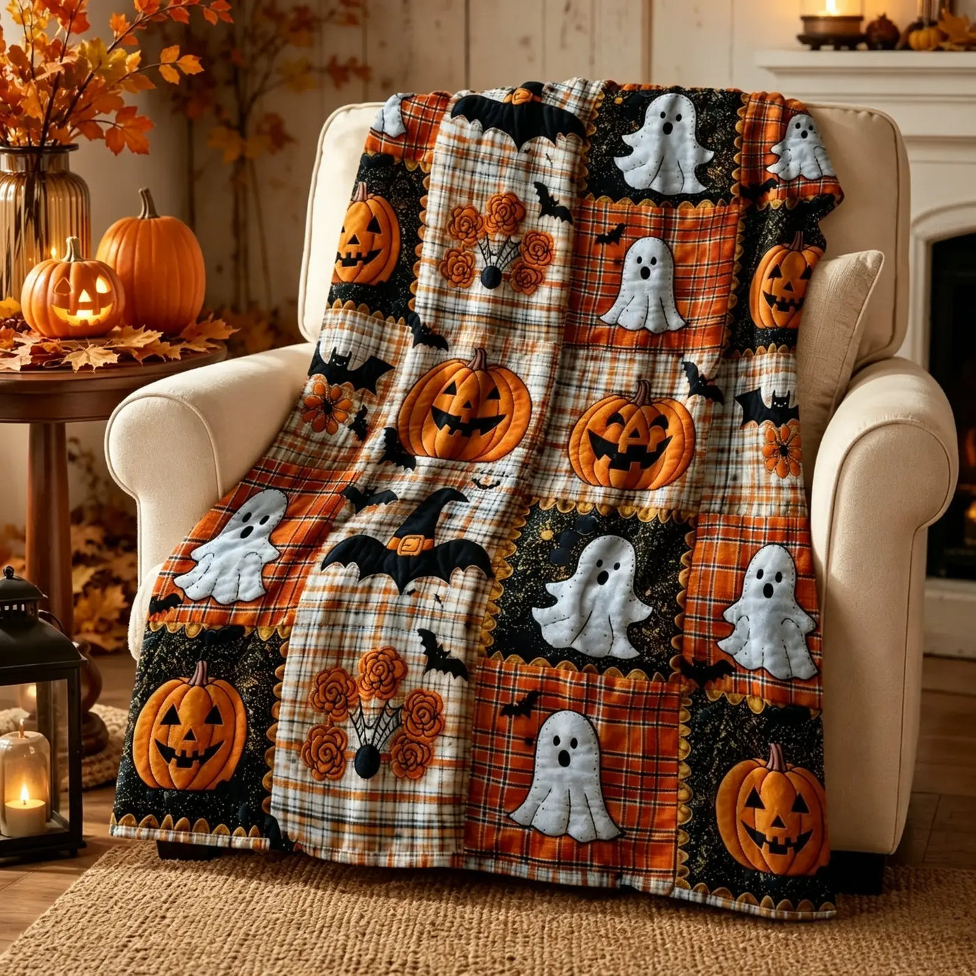 Vintage Spooky Patchwork Blanket - Image 2